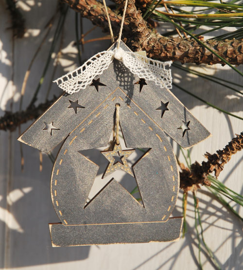 Christmas ornament - Birdhouse & star