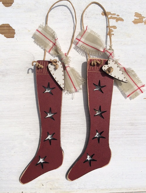 2 Christmas rustic socks - red - DNG3rouge