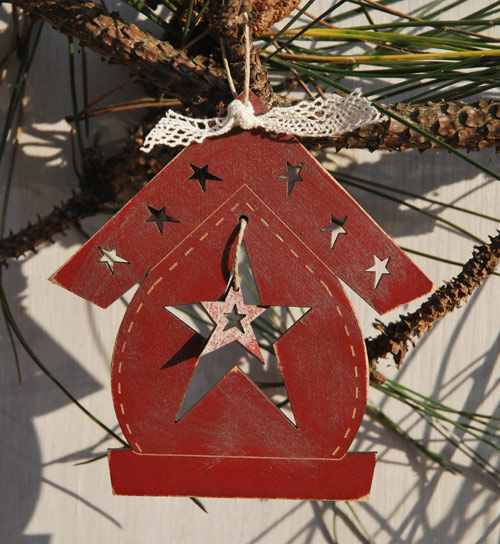 Christmas ornament - Birdhouse & star