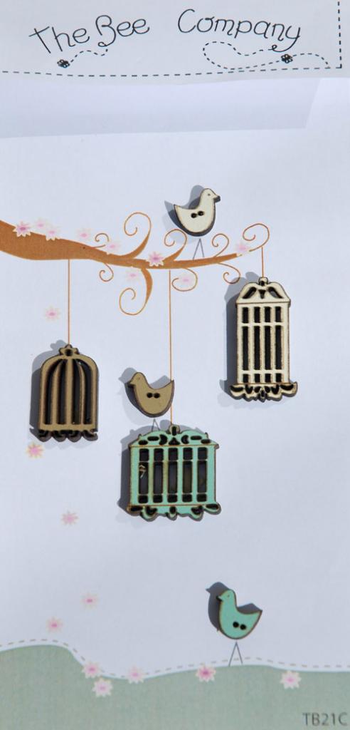 Buttons birds & cage - TB21C 