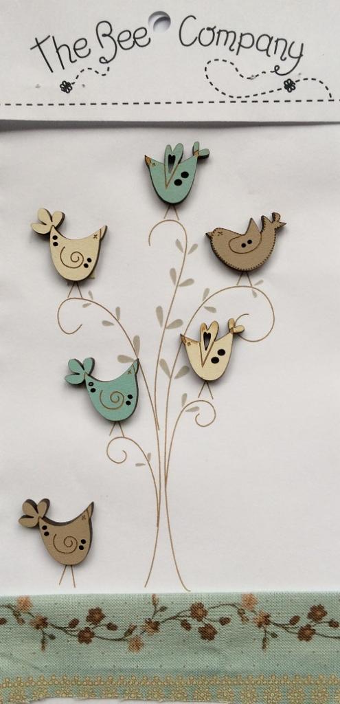 Buttons Vintage blue birds - TB26B