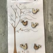 Pack of buttons - natural birds -  Tb26c  