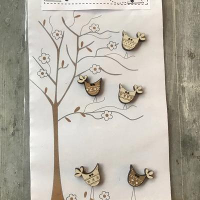 Pack of buttons - natural birds -  Tb26c  