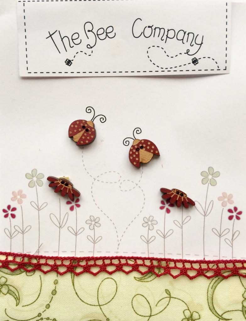 Boutons Coccinelle & tissu imprimé - TB27