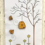 pack of buttons - bees & beehive - Tb61c  