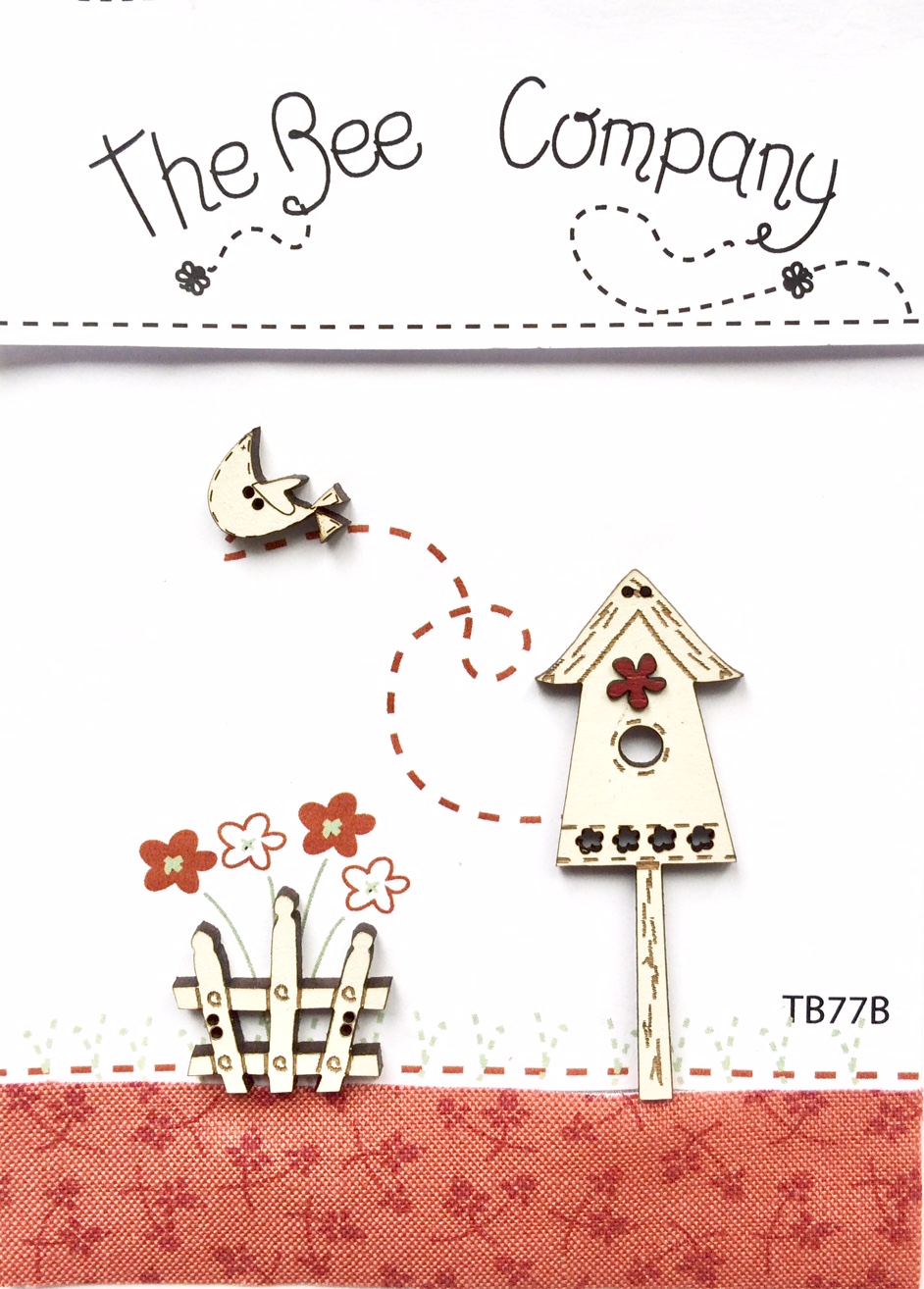 Buttons birdgouse & red flower - TB77B