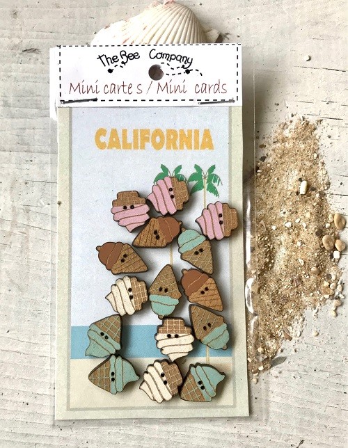  Mini ice cream buttons & greeting card 