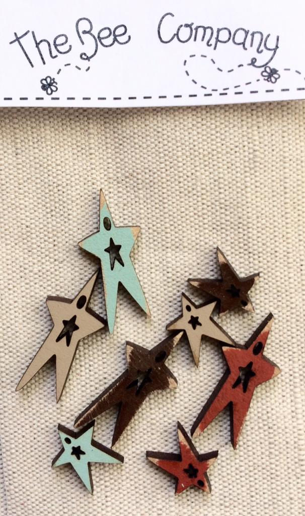 buttons - 8 mini Fall stars - TE9